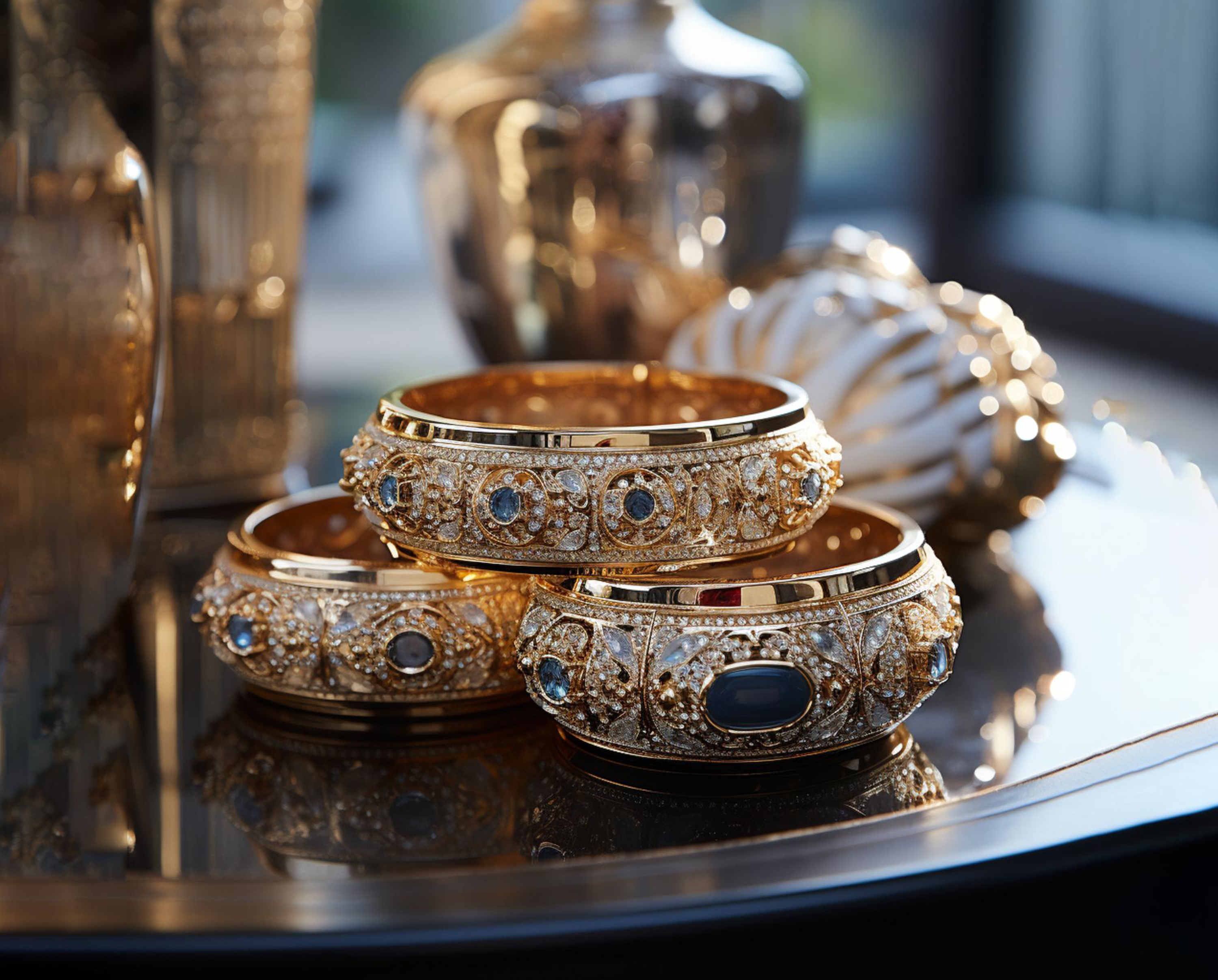 Close-up of professionally retouched jewelry, highlighting its exquisite details.